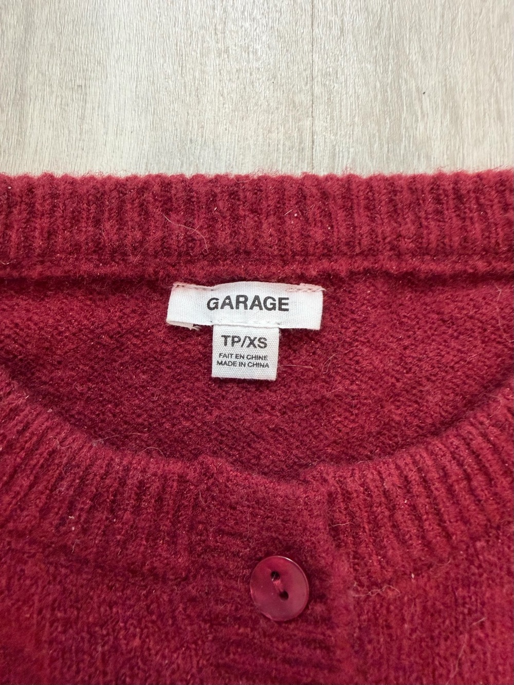 Garage Cropped Cardigan Sweater - Burgundy - Picture 3 of 9